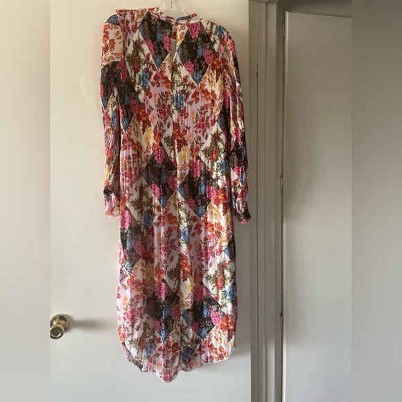 Anthropologie Dress Floral High Collar Balloon Sleeve Maxi Patchwork Lined - Picture 2 of 11